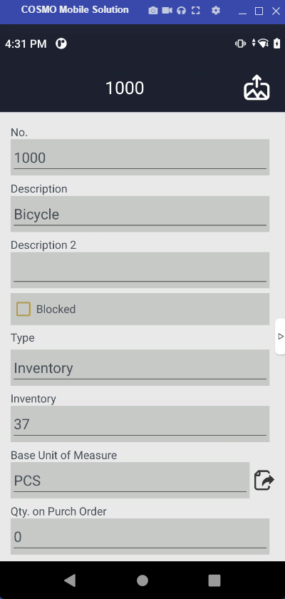 Fasttab List View FastTab Fields and Actions | COSMO Mobile Solution