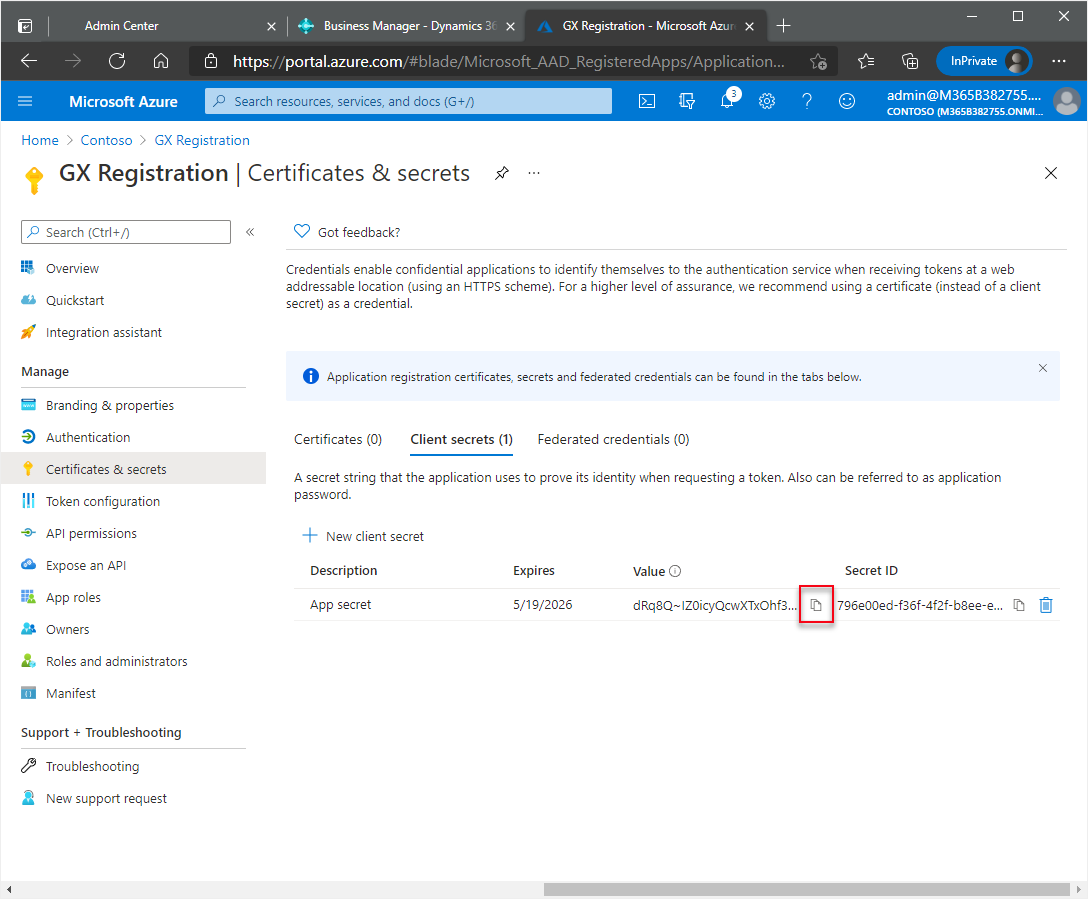 Geheimen Clientschlüssel kopieren Geheimen Clientschlüssel kopieren