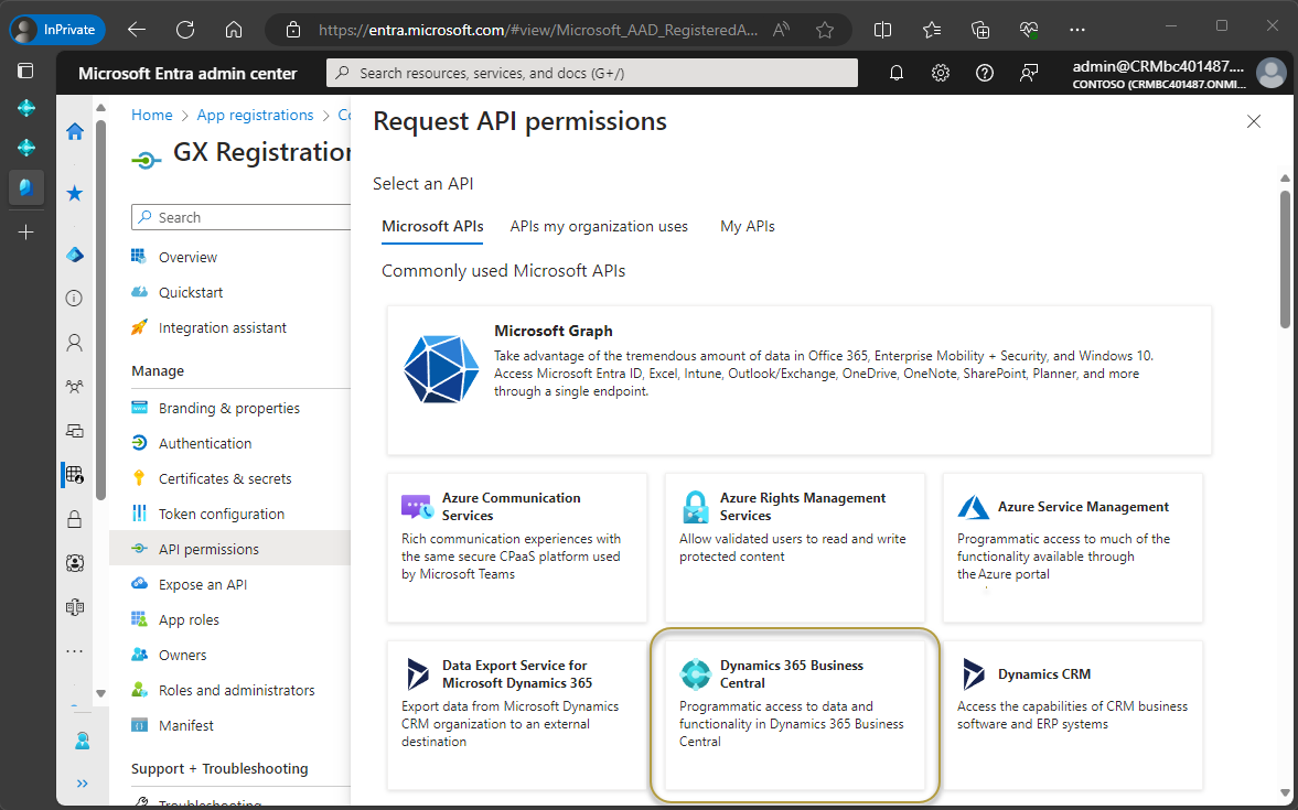 Business Central API auswählen Business Central API auswählen