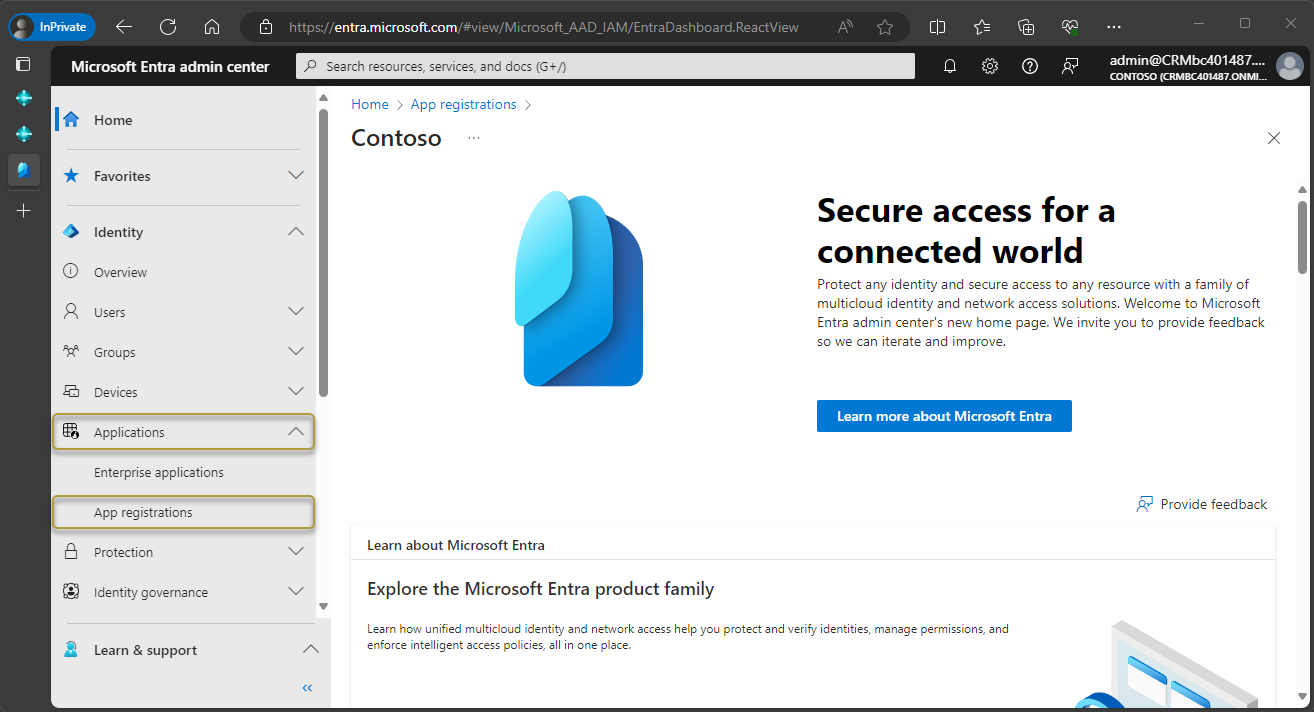 Öffnen Sie die App-Registrierungen in Microsoft Entra ID Öffnen Sie die App-Registrierungen in Microsoft Entra ID