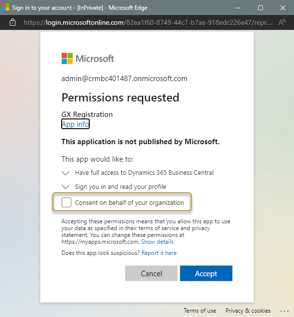 Erlaubnis erteilen, sich bei der GX-Registrierungs-App anzumelden Erlaubnis erteilen, sich bei der GX-Registrierungs-App anzumelden