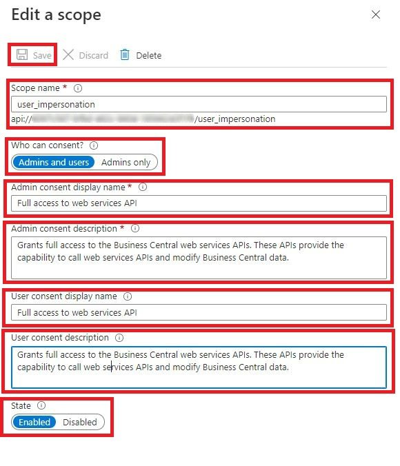 Expose an API – New scope settings Expose an API – New scope settings