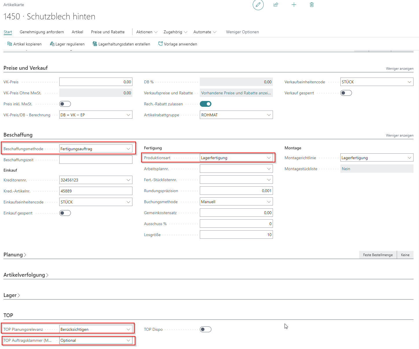 Planungsarbeitsblatt und Auftragsklammer | COSMO Task-Based Scheduling