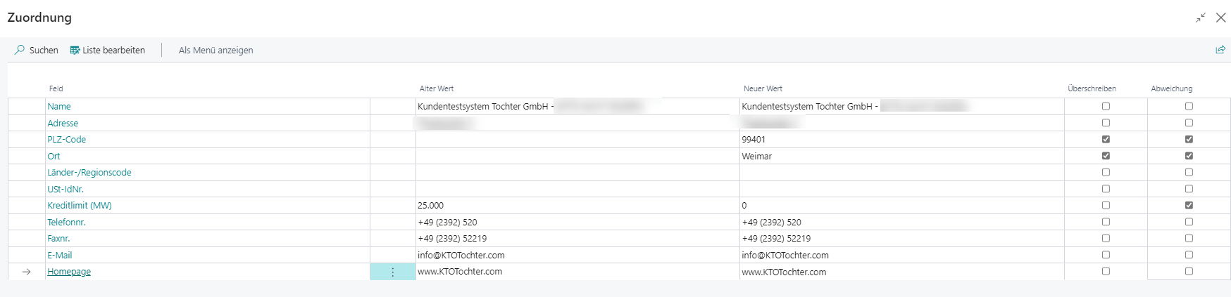 Adressabgleich Zuordnung Adressabgleich Zuordnung