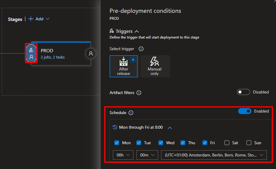 Configure Release Stage Schedule