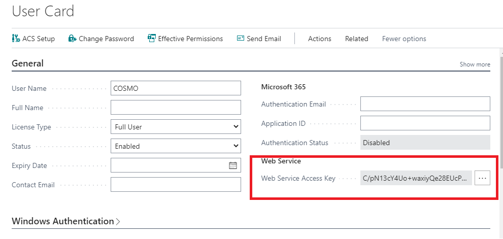 Generate Web Service Access Key