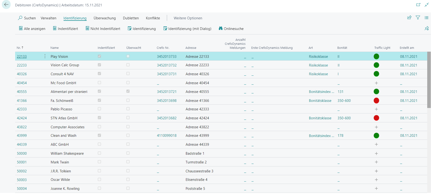 Debitorenliste CrefoDynamics Debitorenliste CrefoDynamics