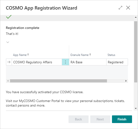 COSMO App Registration Wizard