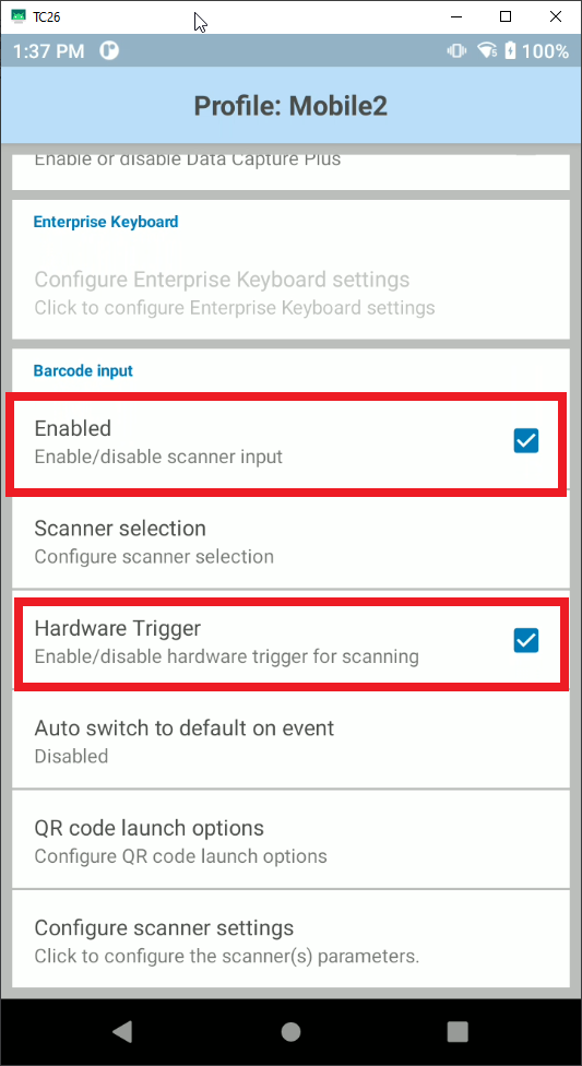Barcode input Barcode input