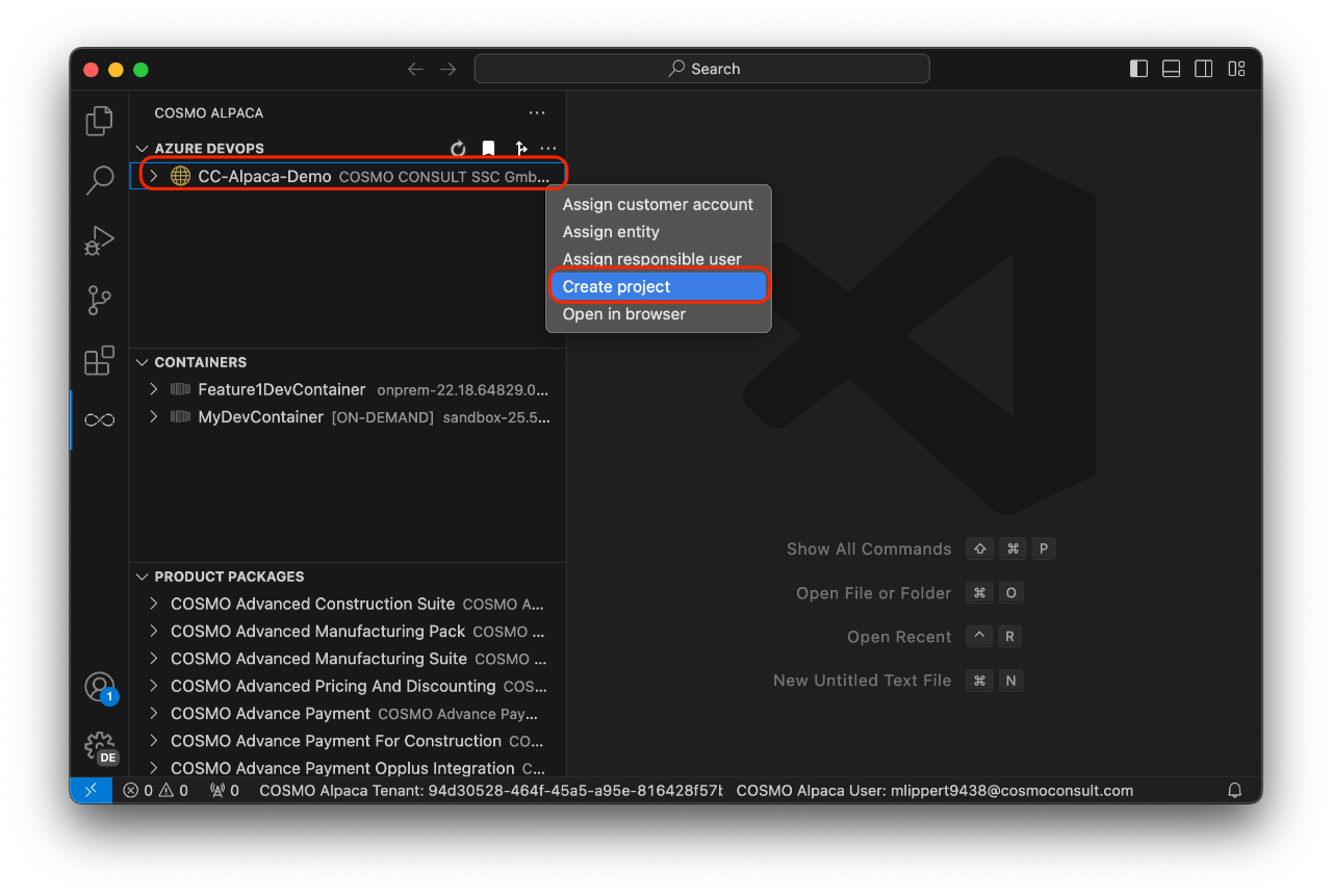 Extension Azure DevOps Create Project