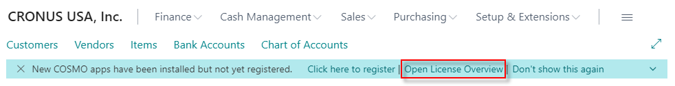 App Registration and Licensing | COSMO E-Balance