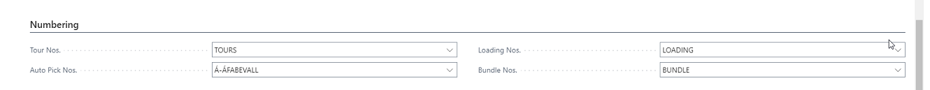 Logistics Setup Card Numbering FastTab Logistics Setup Card Numbering