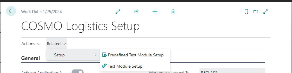 Initiate Text Module setup for Logistics Initiate Text Module setup