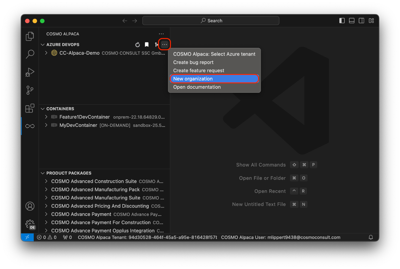 Extension Azure DevOps Create Organization