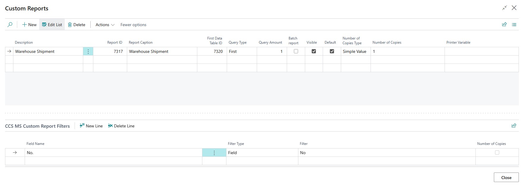 Custom Report Settings