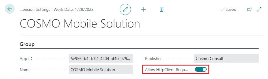 COSMO Mobile Solution configuration COSMO Mobile Solution configuration