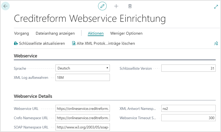 Creditreform Webservice Einrichtung
