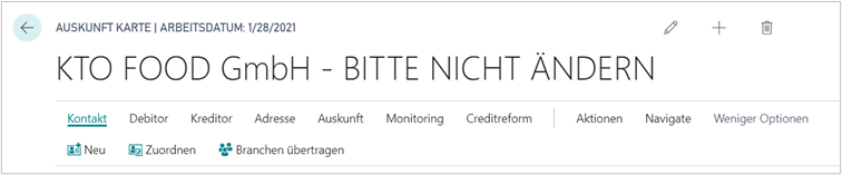 Funktionen für Stammdaten Kontakt