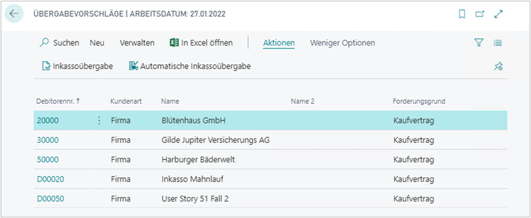 Übergabevorschläge