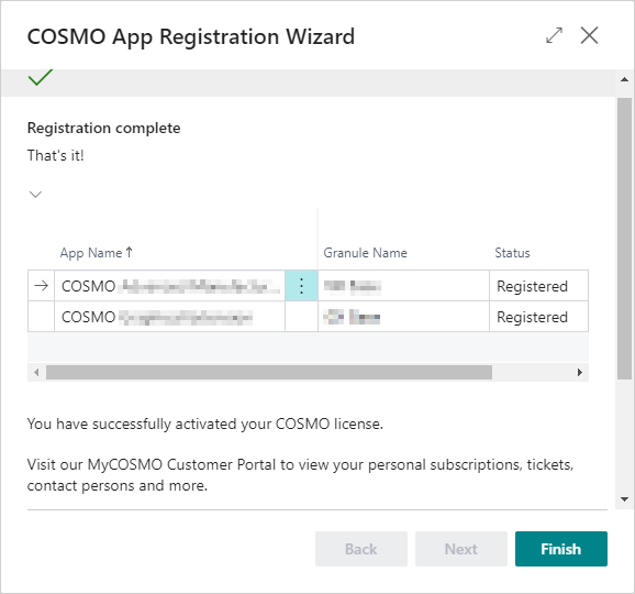 COSMO App Registration Wizard