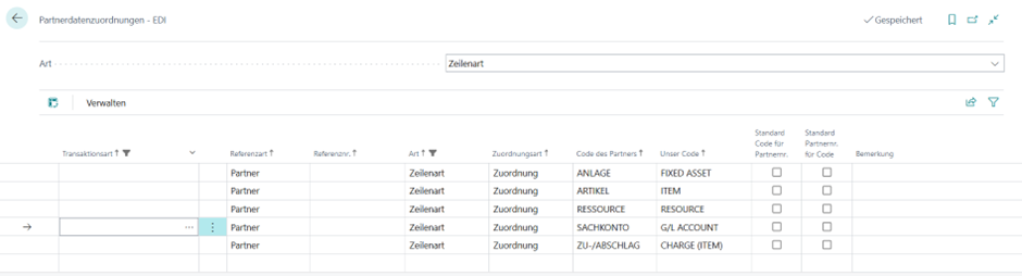 Partnerdatenzuordnungen Partnerdatenzuordnungen