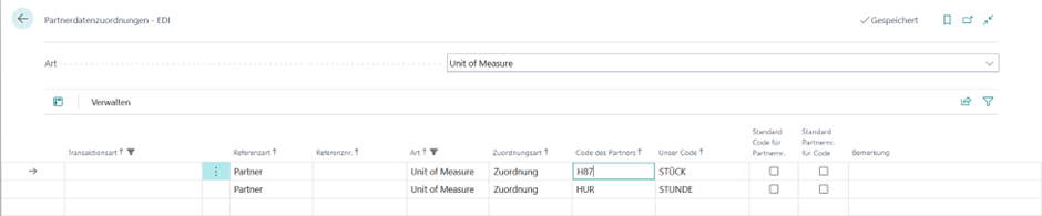 Partnerdatenzuordnungen Partnerdatenzuordnungen
