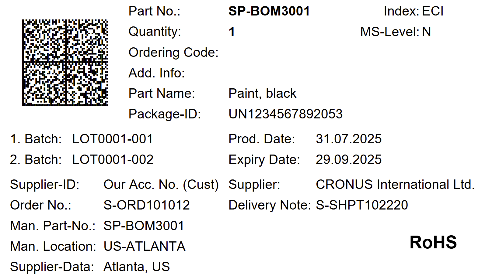 Example of Large MAT Label