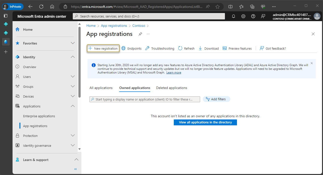 Create new registration in Microsoft Entra ID