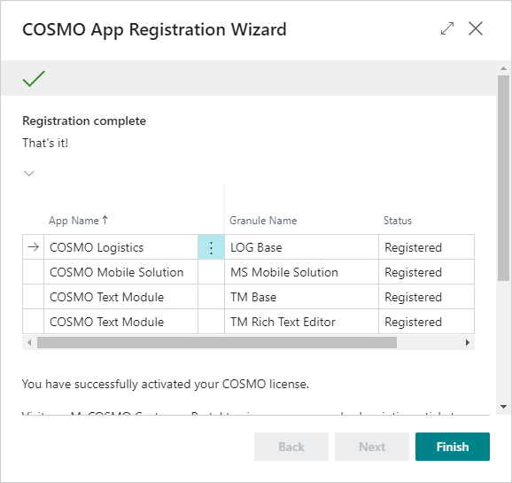 COSMO App Registration Wizard