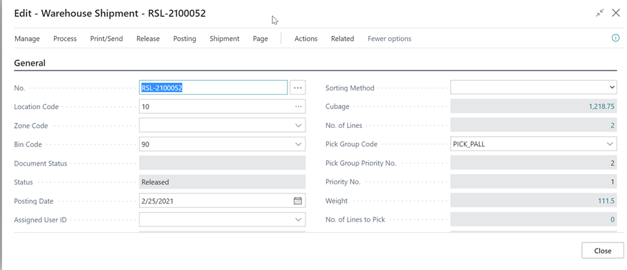 Logistics Pool-Whse. Shipments page | Logistics