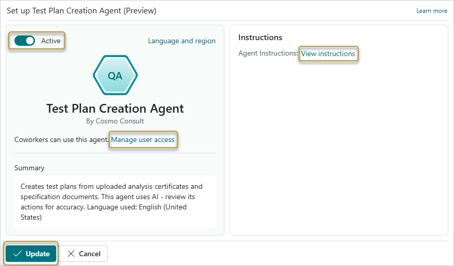 Set up Test Plan Creation Agent (Preview)