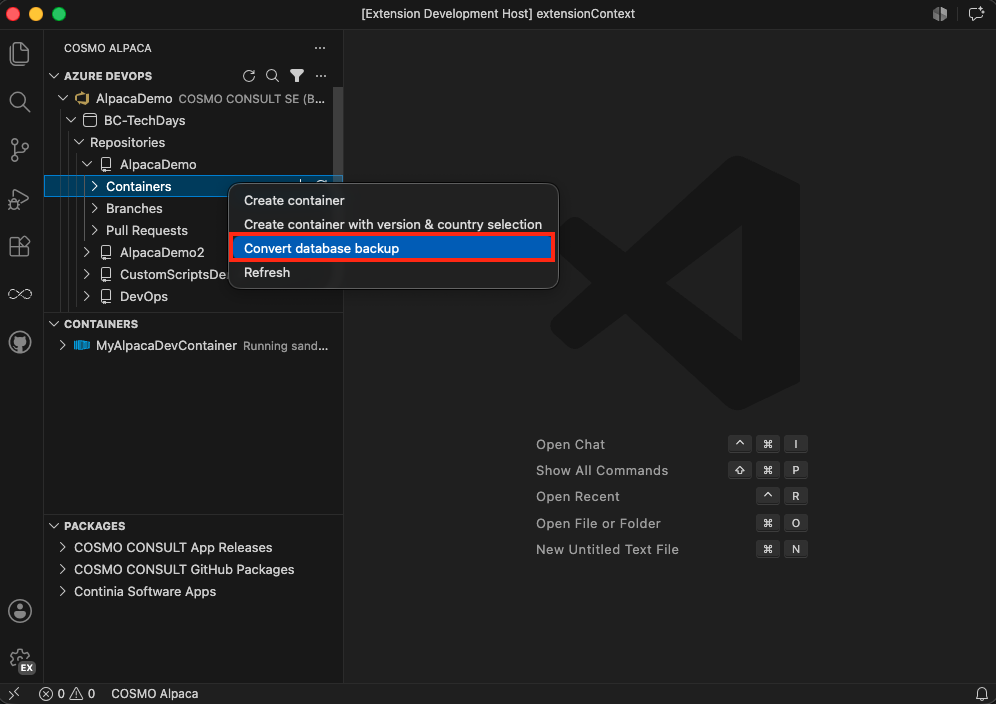 Convert database backup