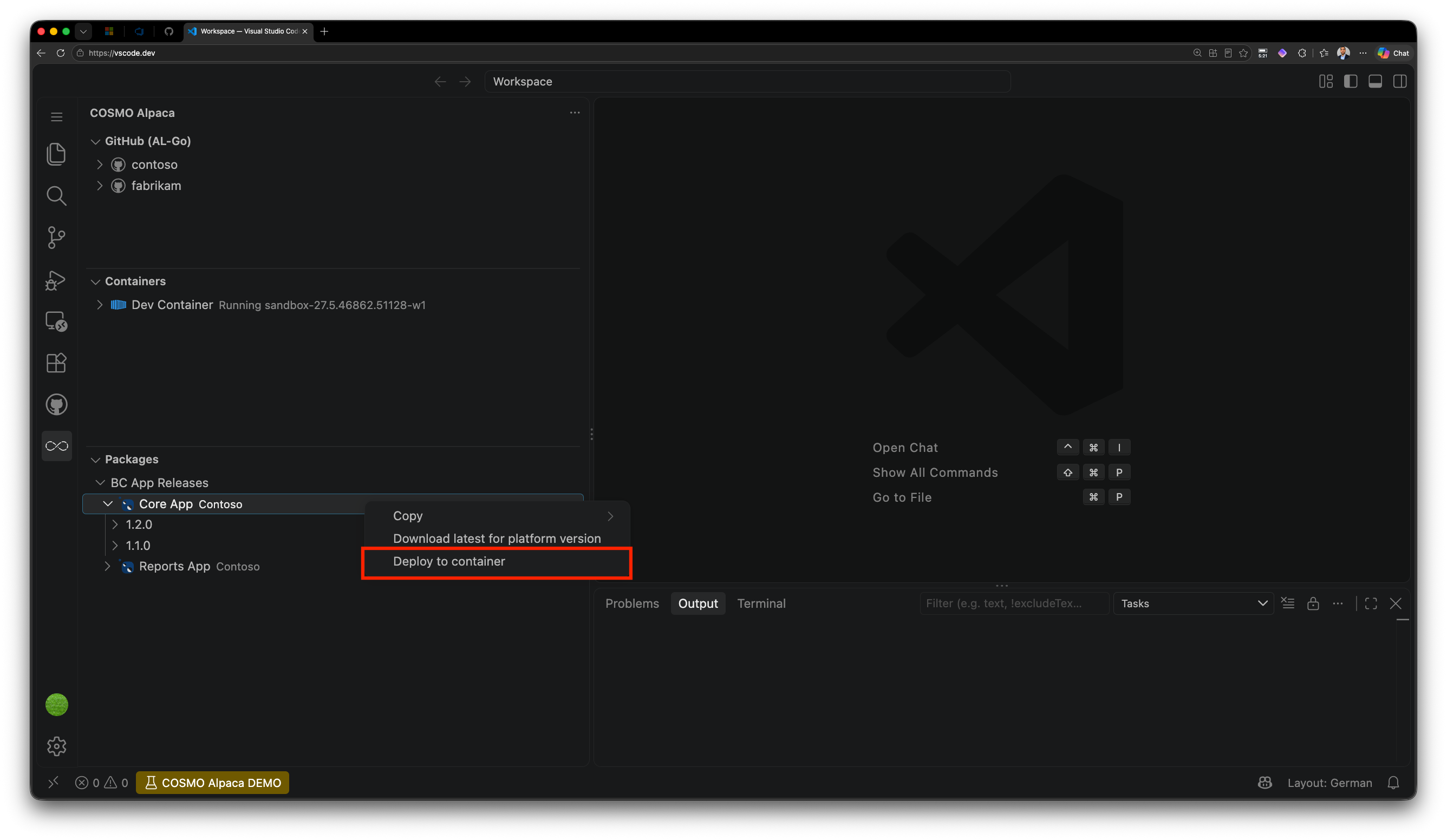 Deploying an artifact to a container