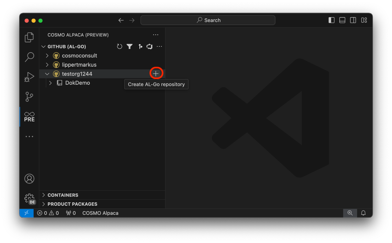 Extension GitHub Create Repository