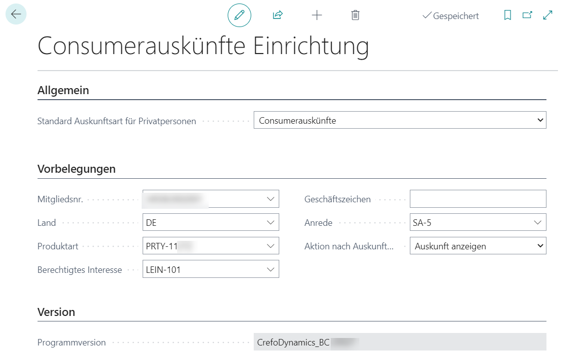 Consumerauskünfte Einrichtung Consumerauskünfte Einrichtung