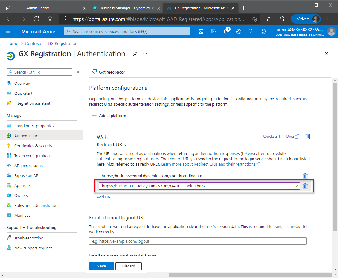 Add alternate Redirect URL with forward slash at end for SaaS environment