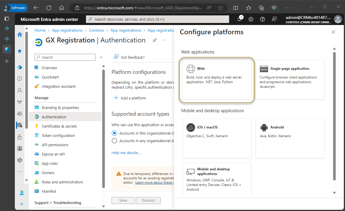 Choose Web platform