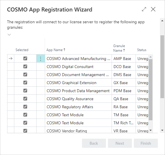 COSMO App Registration Wizard