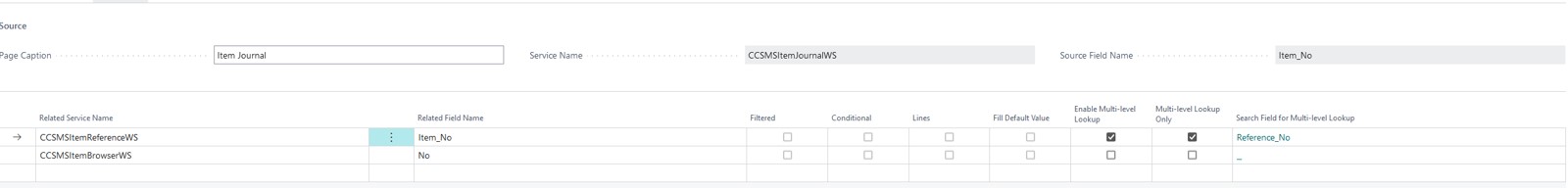 Completed Relation Configuration for Item No Setup