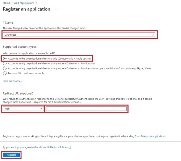 Application registration form Application registration form