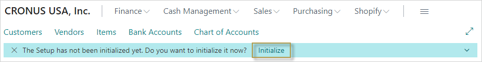 Notification bar to initialize Digital Consultant Setup