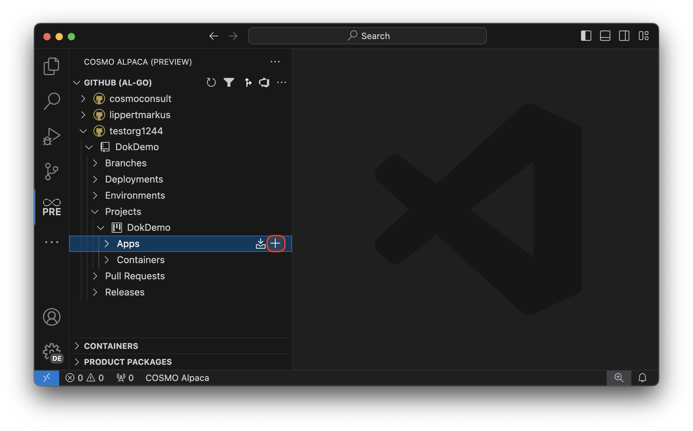 Extension GitHub Create App