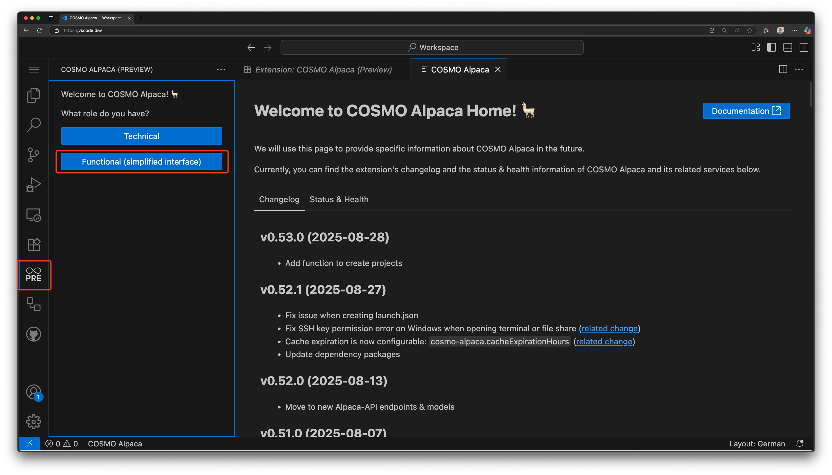 vscode.dev functionalview