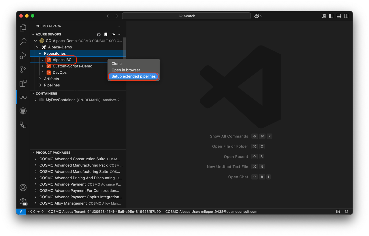Setup extended pipelines