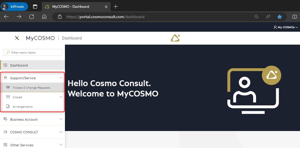 MyCOSMO_Dashboard_DropDownMenue