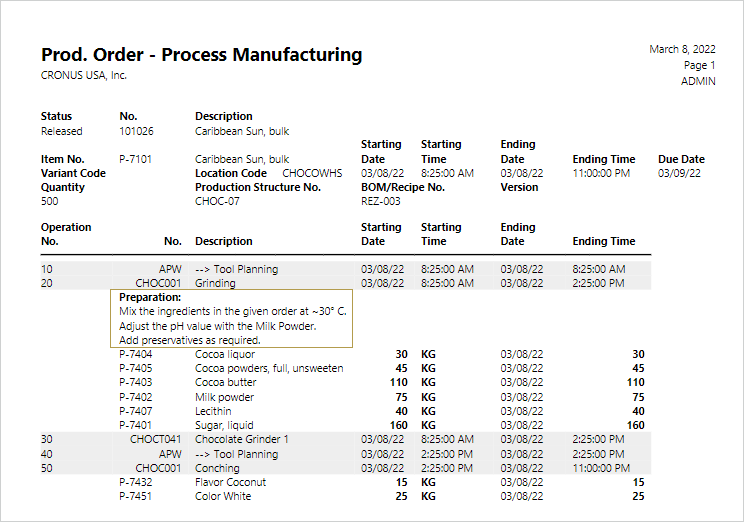 Prod. Order - Process Manufacturing report_1