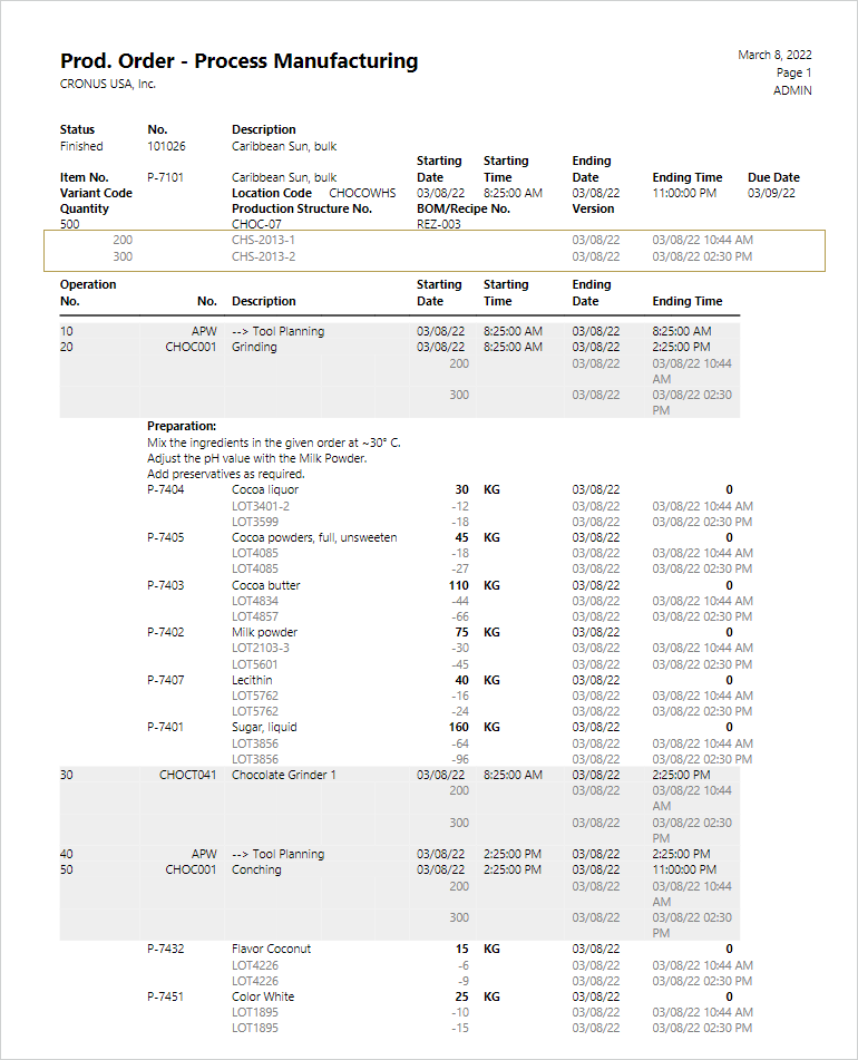 Prod. Order - Process Manufacturing report_3