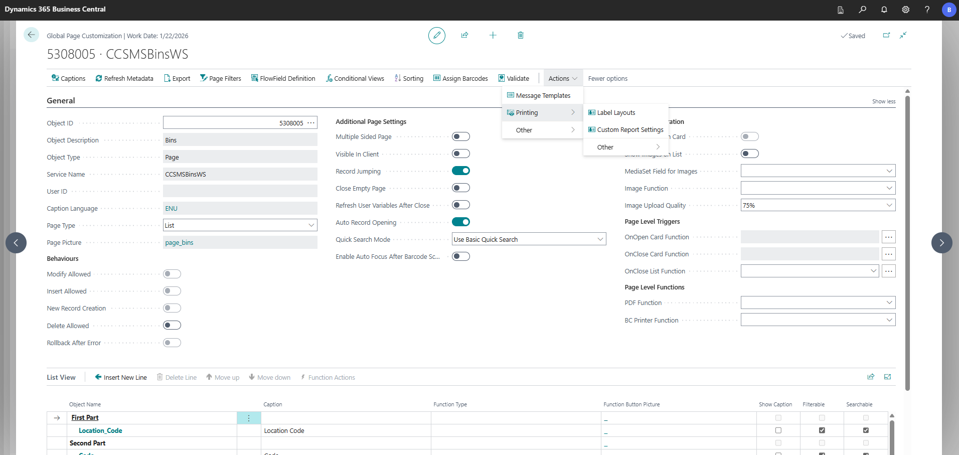 Page Customization Header Card - Functions