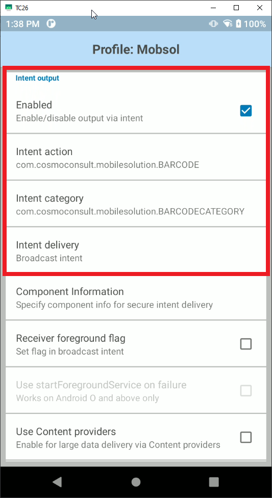 Intent Output Intent output