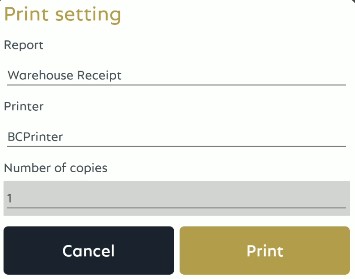 BC print settings in mobile application BC print